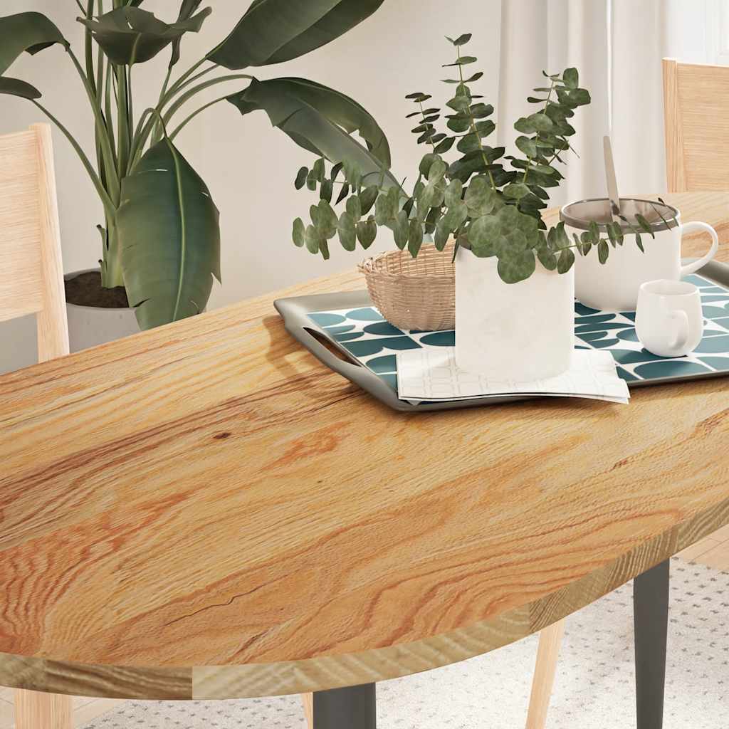 Solid Oak Oval Table Top, Light Brown, 140x60x2 cm