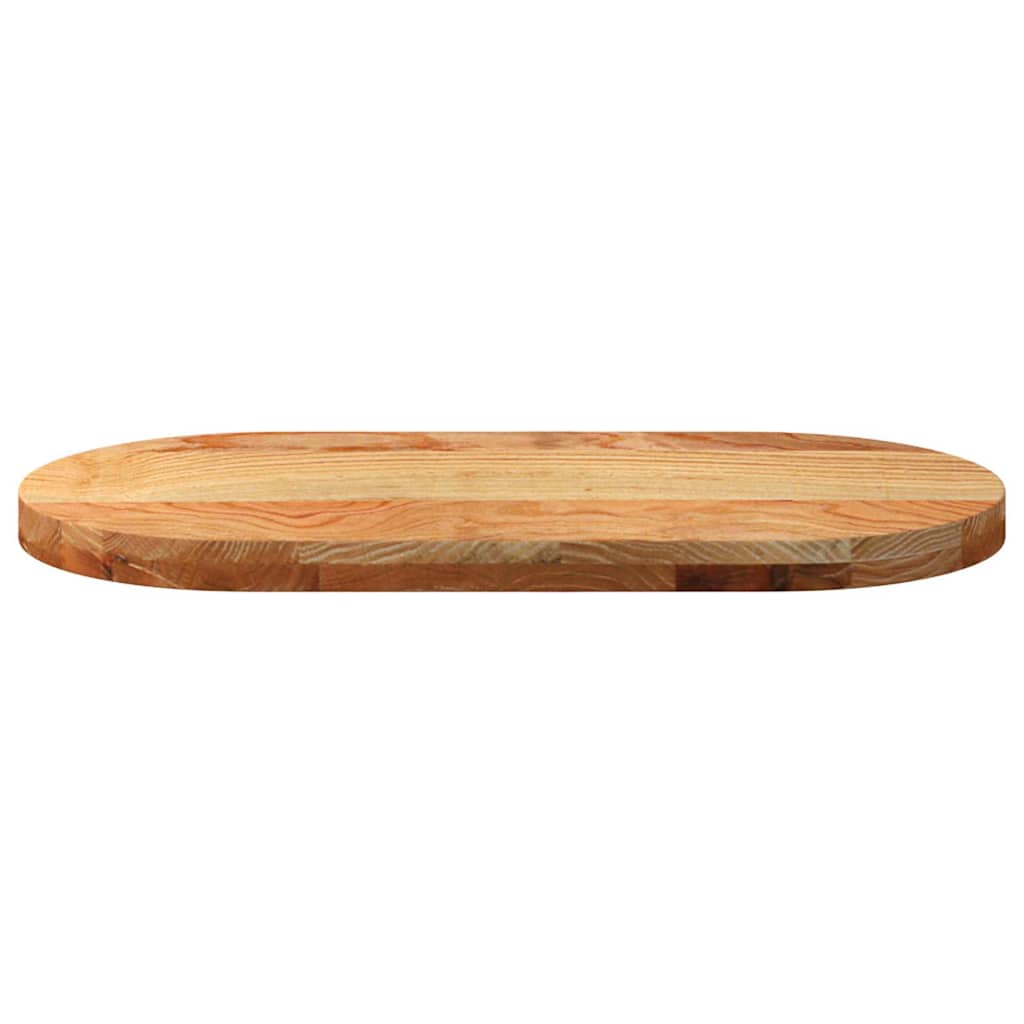 Solid Oak Oval Table Top, Light Brown, 80x40x4 cm