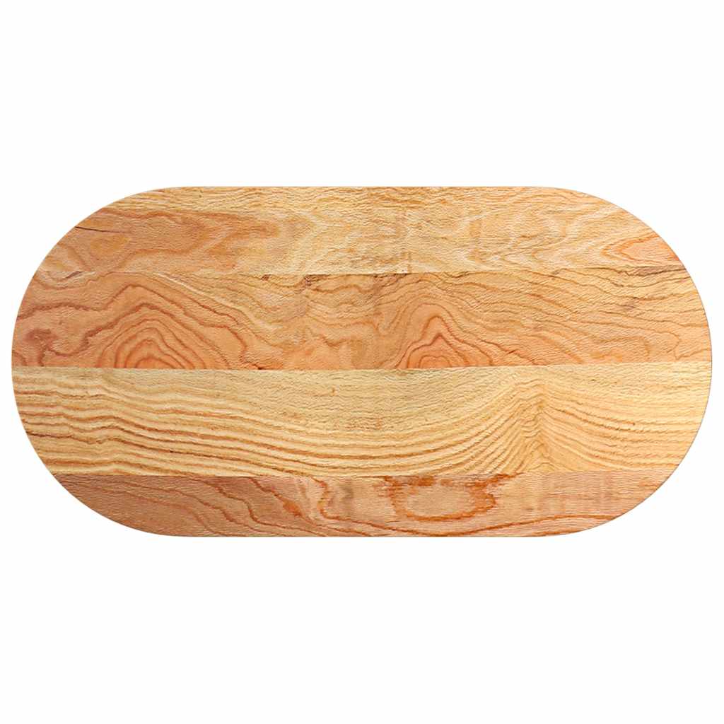 Oval Oak Table Top - Light Brown, 100x50x4 cm Solid Wood
