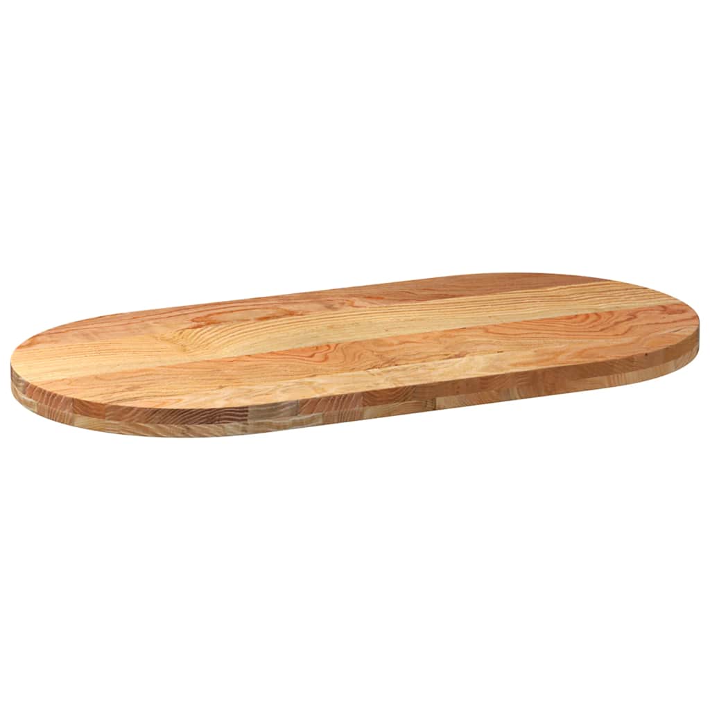 Oval Oak Table Top - Light Brown, 100x50x4 cm Solid Wood