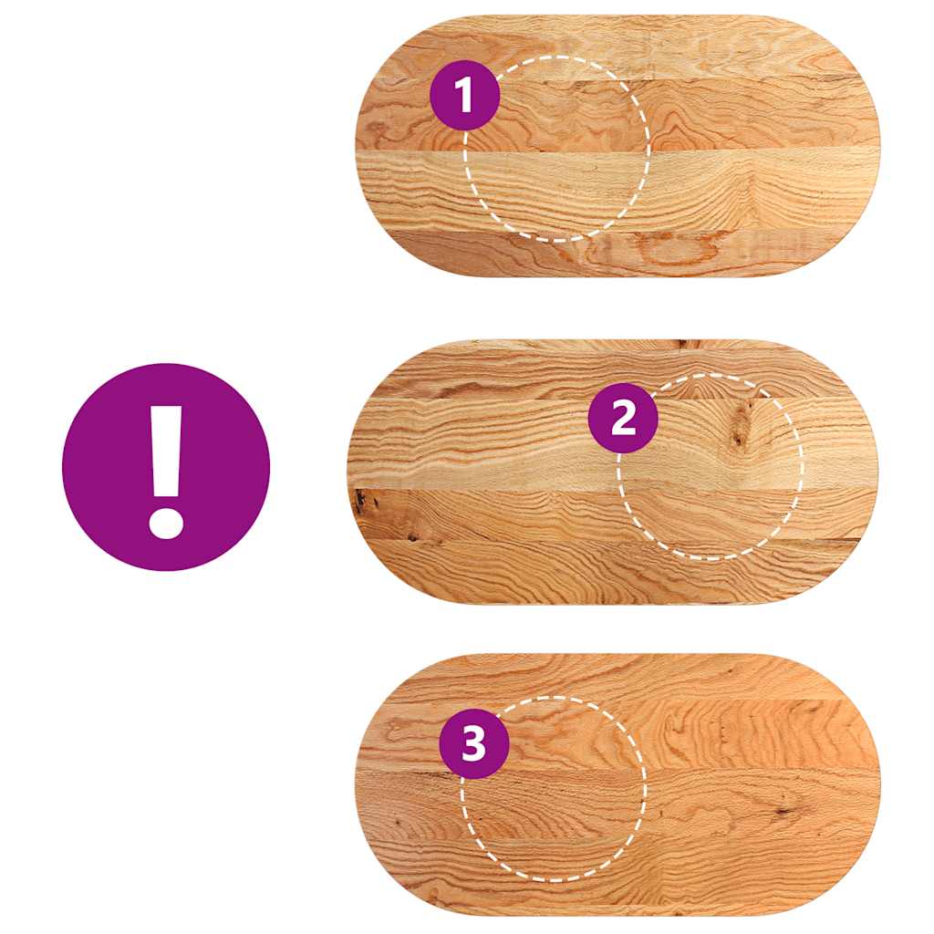 Oval Oak Table Top - Light Brown, 100x50x4 cm Solid Wood