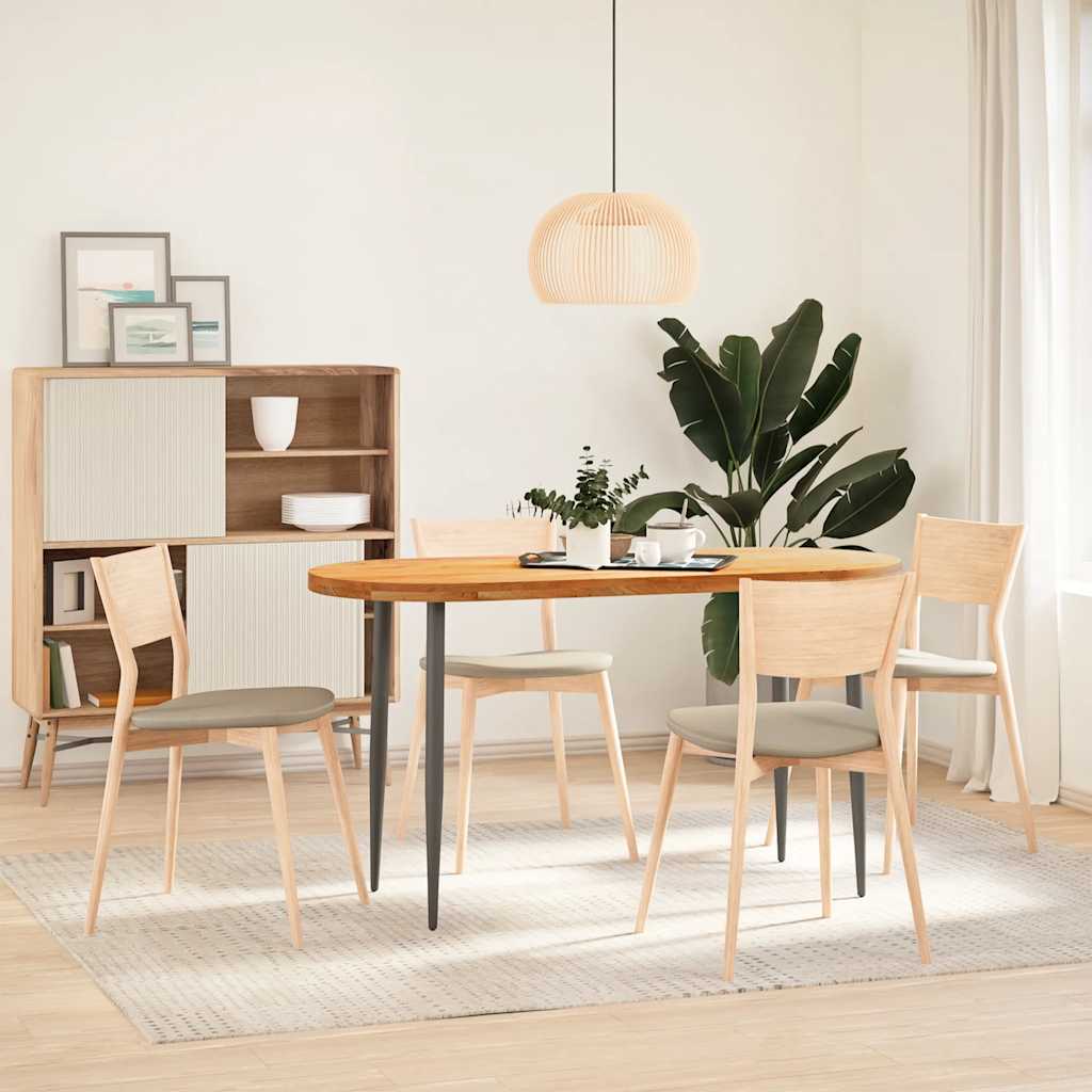 Solid Oak Oval Table Top, Light Brown 140x60x4 cm