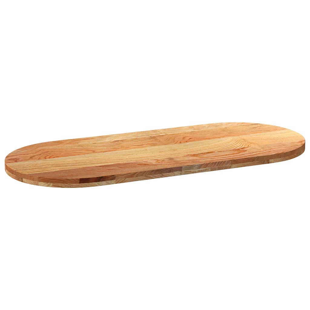 Solid Oak Oval Table Top, Light Brown 140x60x4 cm