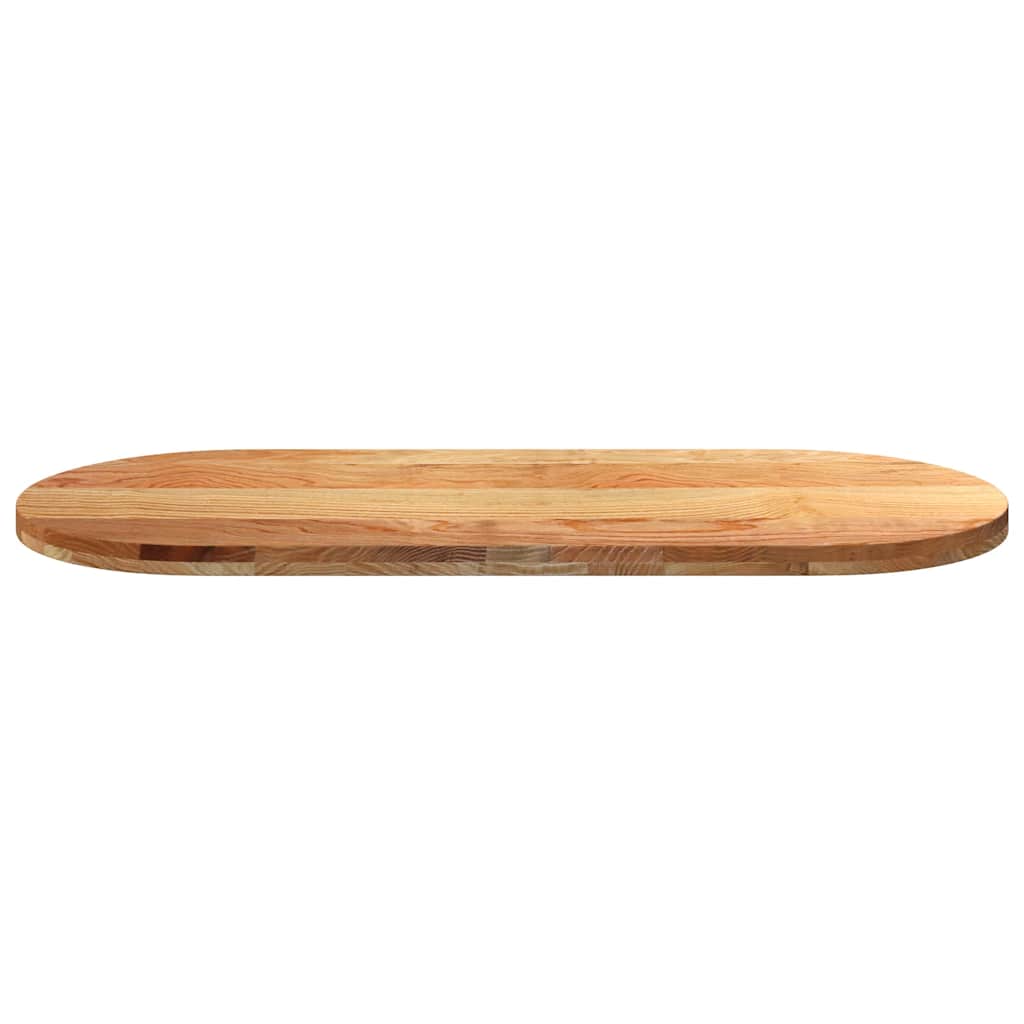 Solid Oak Oval Table Top, Light Brown 140x60x4 cm
