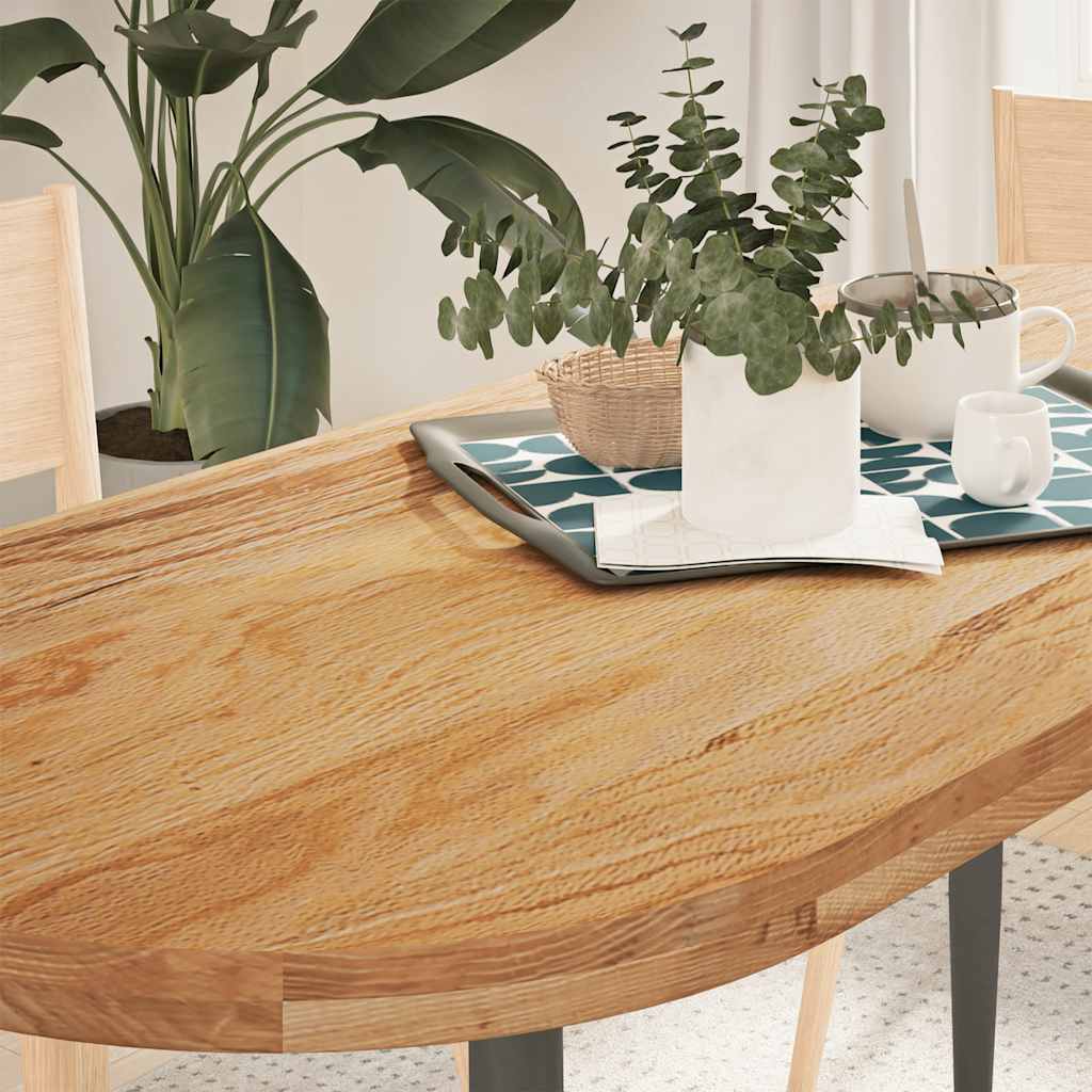 Solid Oak Oval Table Top, Light Brown 140x60x4 cm