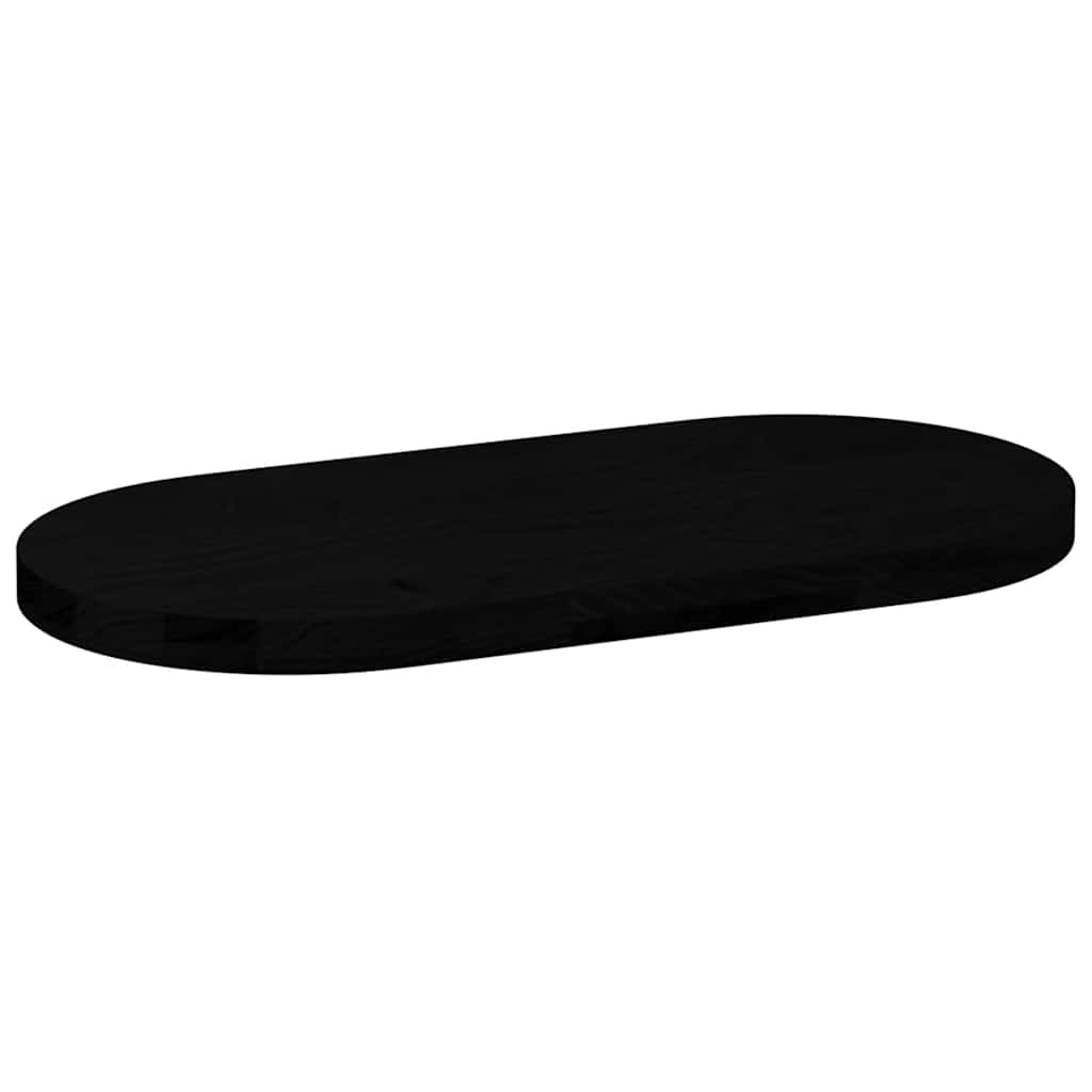 Solid Oak Oval Table Top, Dark Brown 80x40 cm