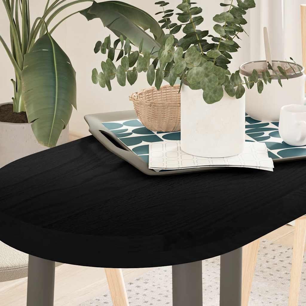 Solid Oak Oval Table Top, Dark Brown 80x40 cm