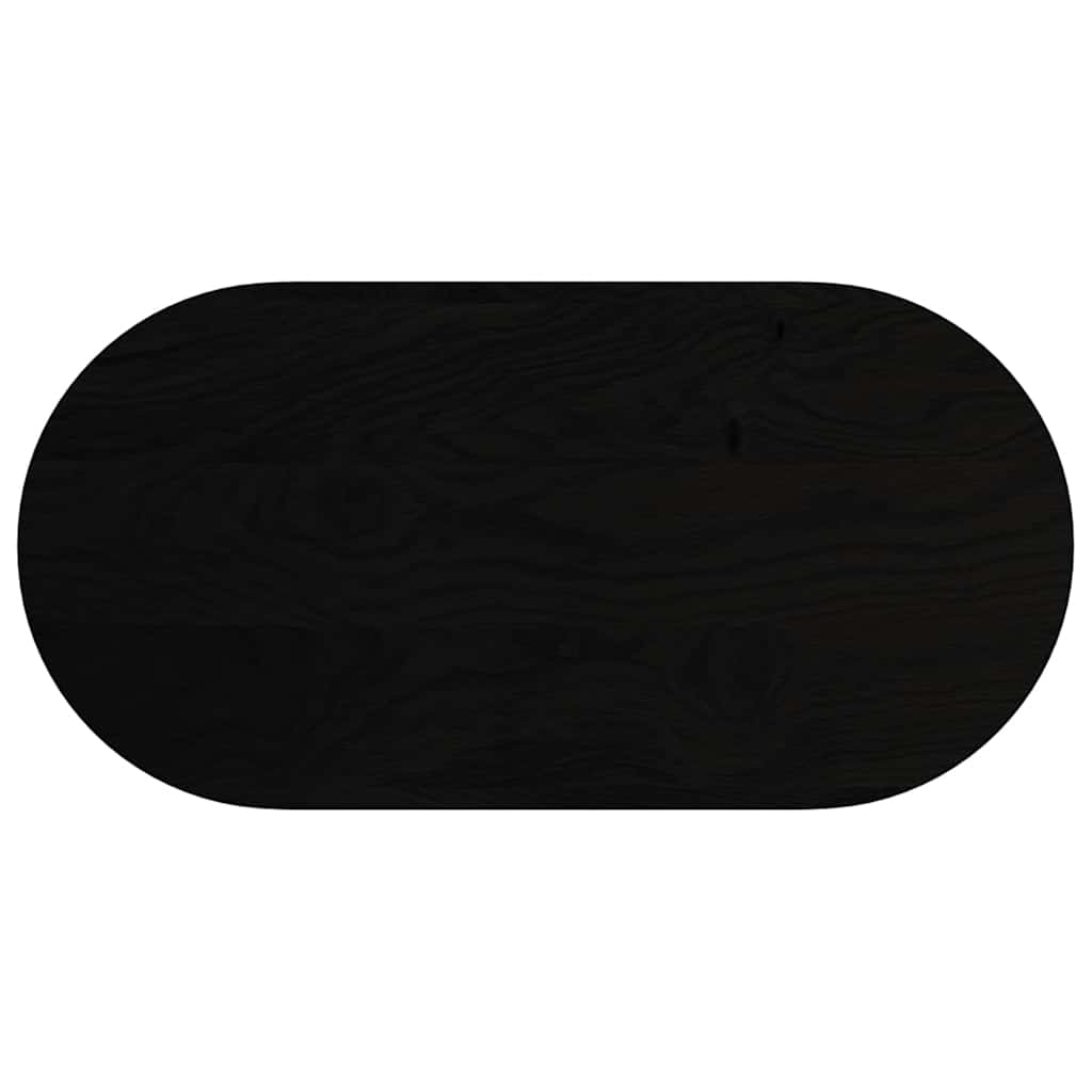 Solid Oak Oval Table Top, Dark Brown, 100x50x4 cm