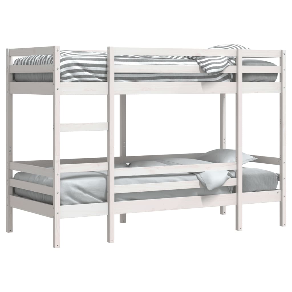 White Solid Pine Bunk Bed Frame 90x200 cm - No Mattress Included