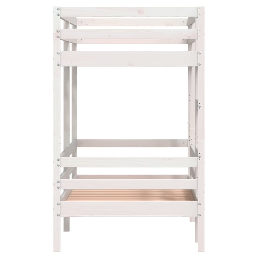 White Solid Pine Bunk Bed Frame 90x200 cm - No Mattress Included