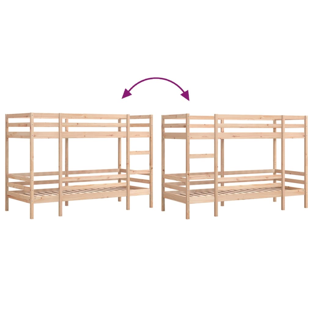 Solid Pine Wood Bunk Bed Frame 75x190 cm - No Mattress Included