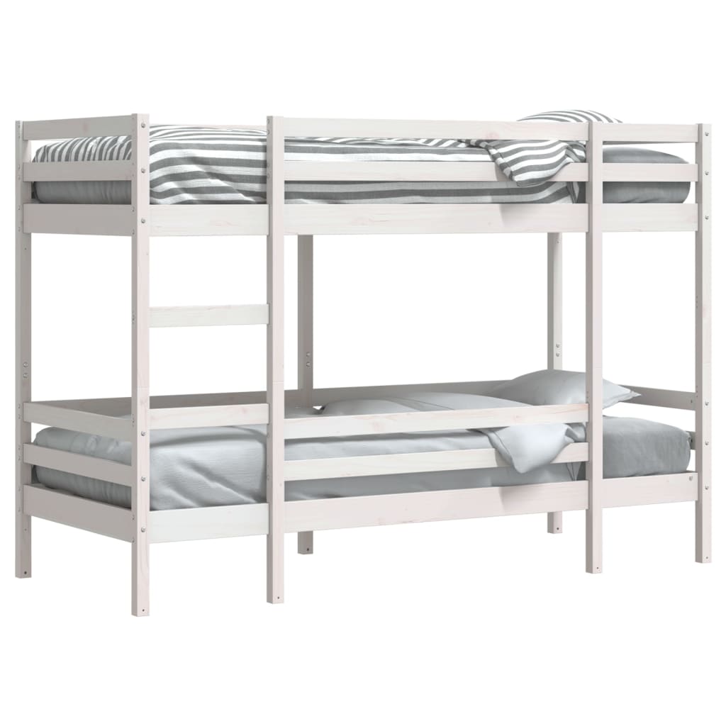 White Solid Pine Bunk Bed Frame 75x190 cm - Small Single