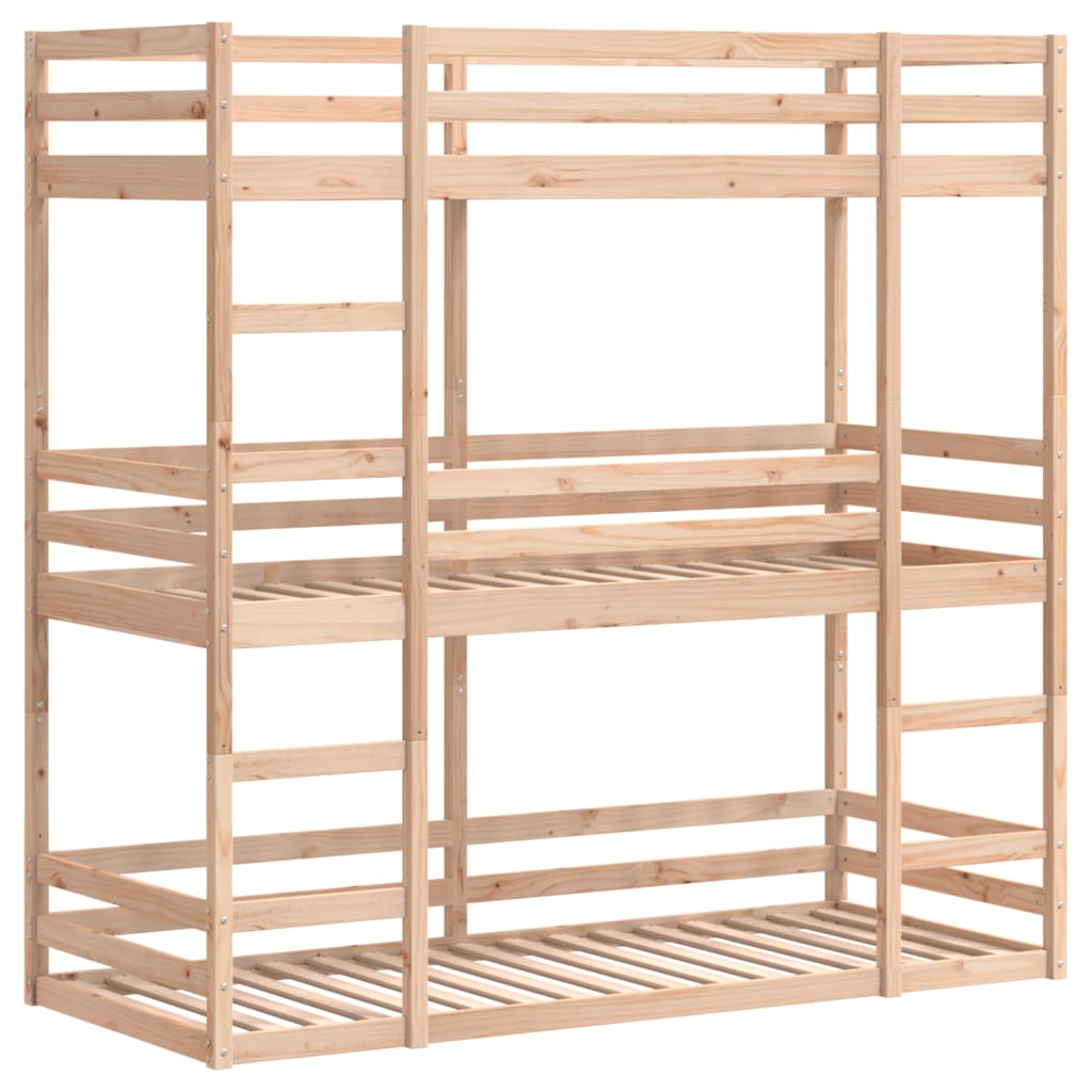 Solid Pine Triple Bunk Bed 80x200 cm - No Mattress Included