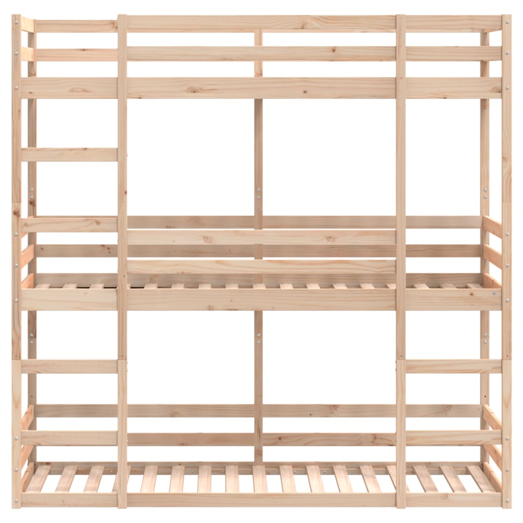 Solid Pine Triple Bunk Bed 80x200 cm - No Mattress Included