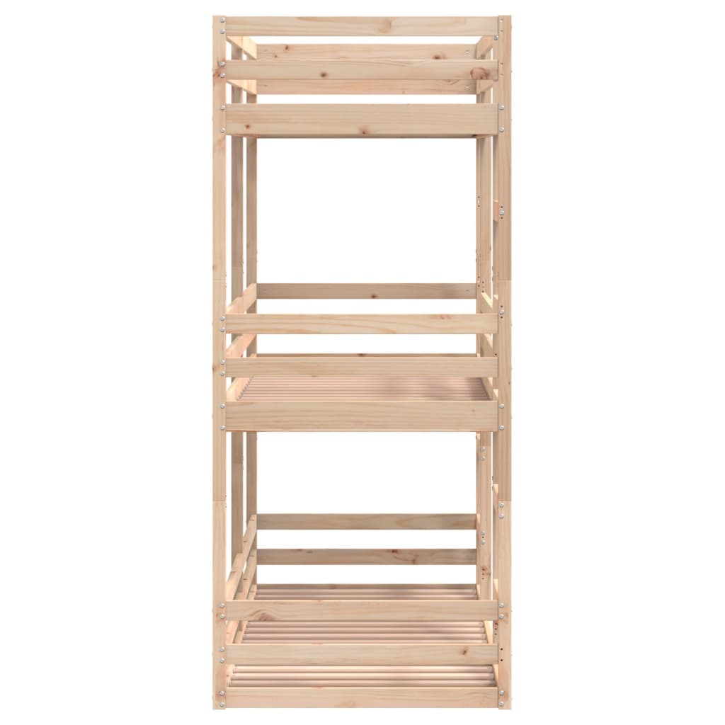 Solid Pine Triple Bunk Bed 80x200 cm - No Mattress Included