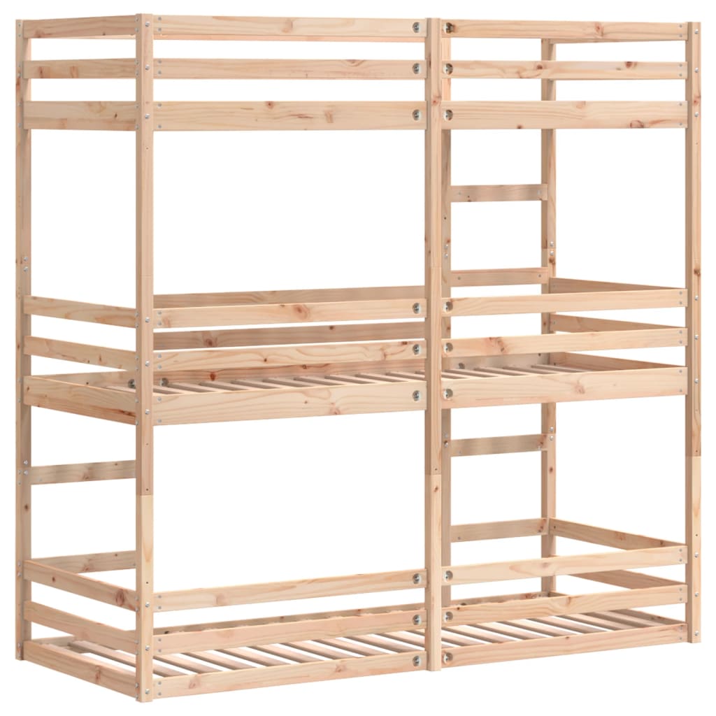 Solid Pine Triple Bunk Bed 80x200 cm - No Mattress Included