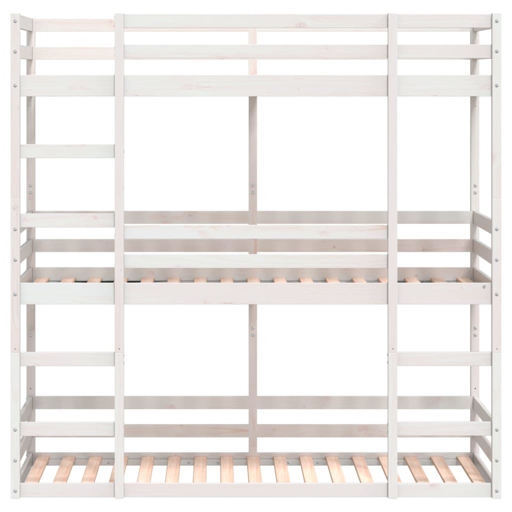 Triple Bunk Bed White Solid Wood Pine 90x190 cm (Mattress Not Included)