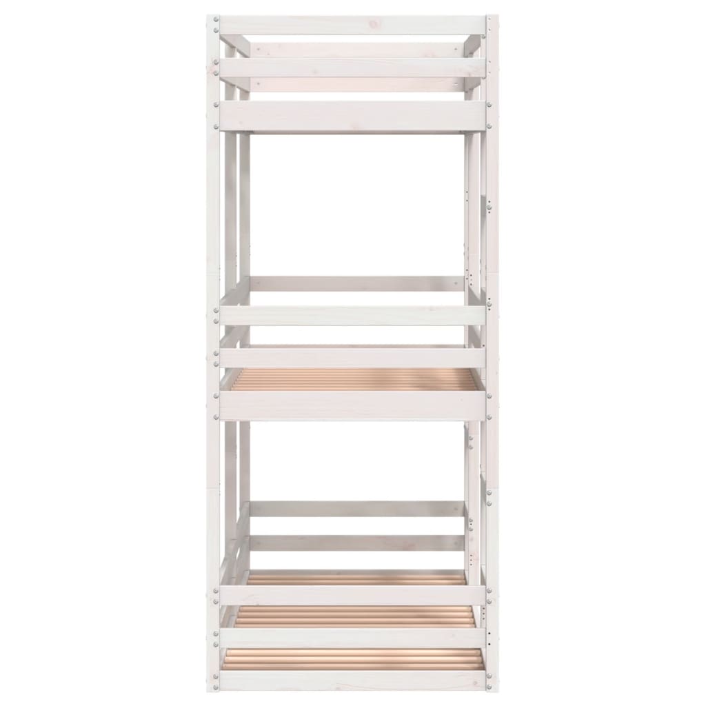 Triple Bunk Bed White Solid Wood Pine 90x190 cm (Mattress Not Included)