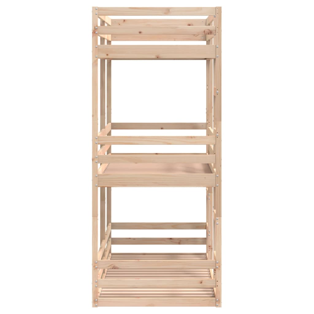 Solid Pine Triple Bunk Bed, 75x190 cm, Small Single - No Mattress