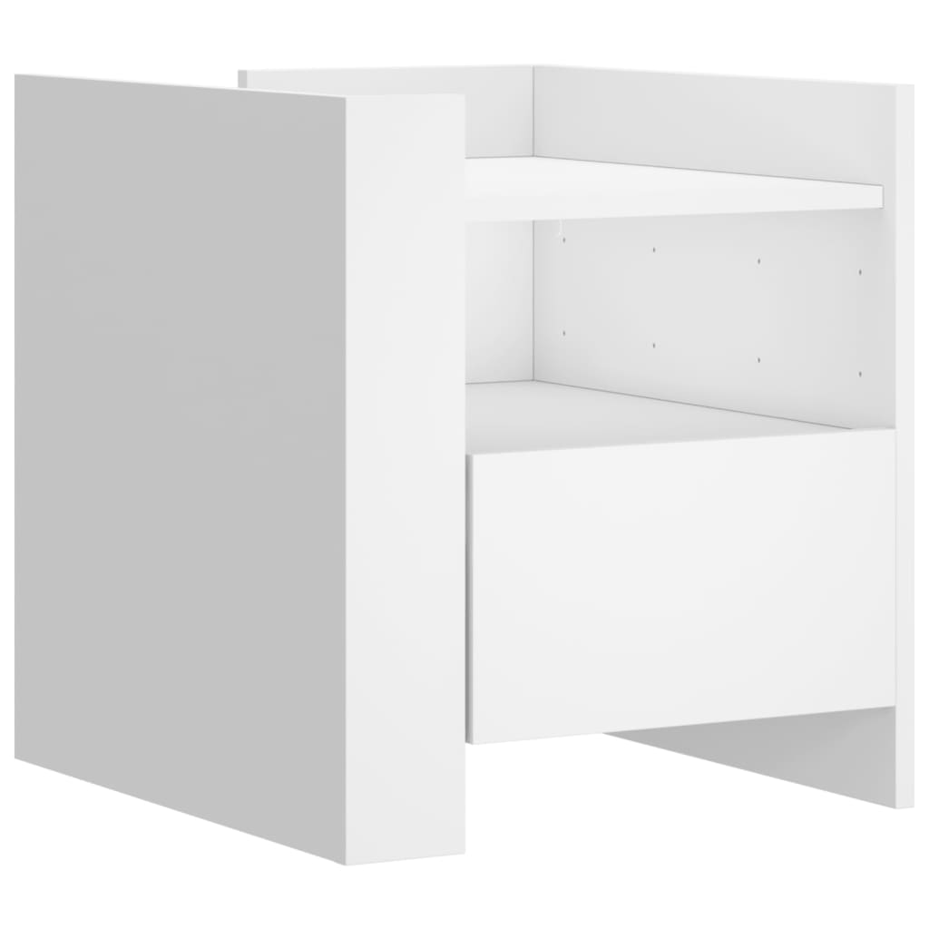 Sleek White Bedside Cabinet 45x50x50 cm - Engineered Wood Design