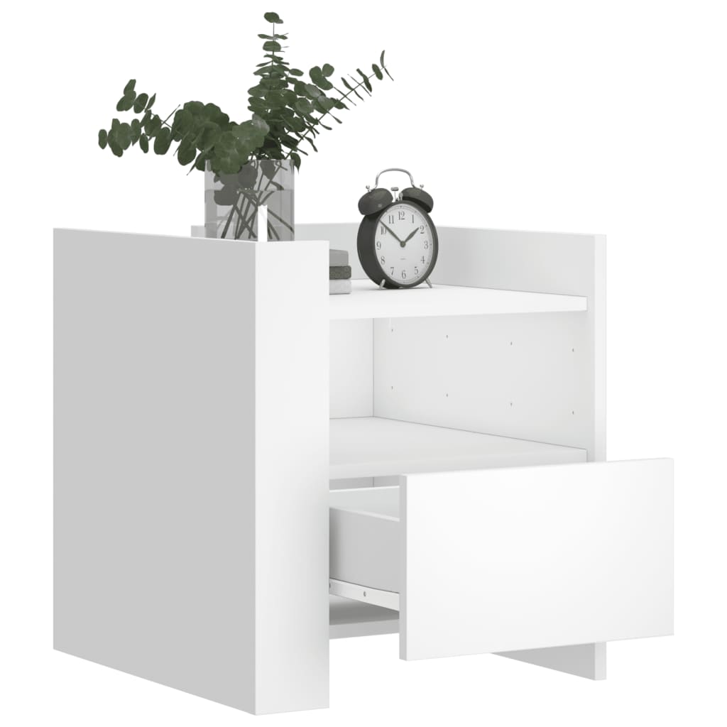 Sleek White Bedside Cabinet 45x50x50 cm - Engineered Wood Design