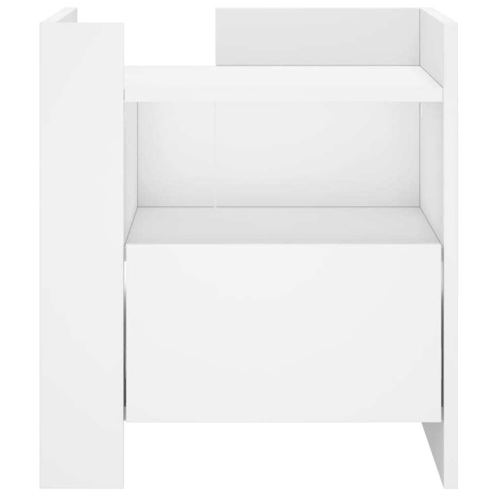 Sleek White Bedside Cabinet 45x50x50 cm - Engineered Wood Design