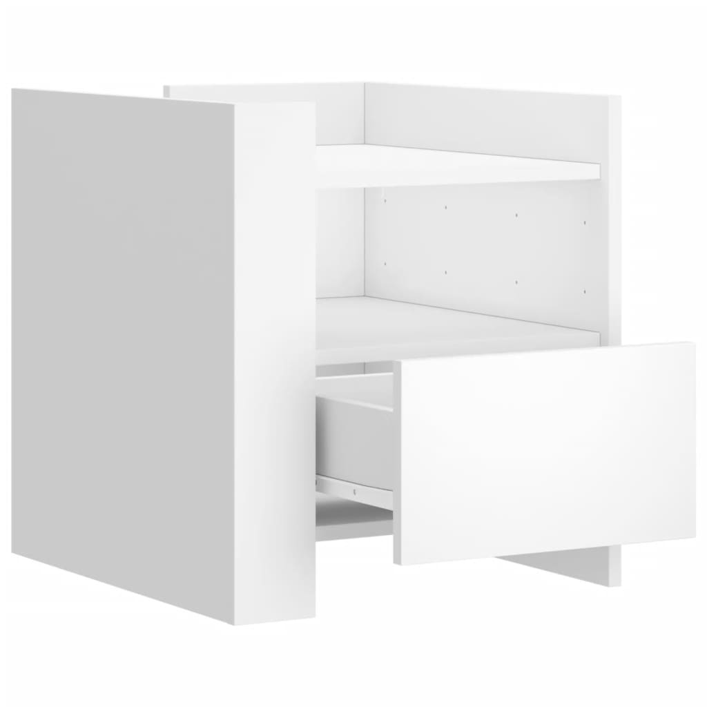 Sleek White Bedside Cabinet 45x50x50 cm - Engineered Wood Design