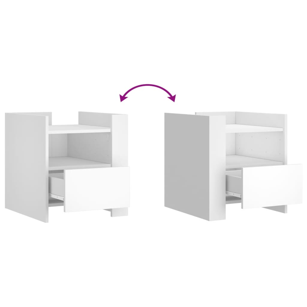 Sleek White Bedside Cabinet 45x50x50 cm - Engineered Wood Design
