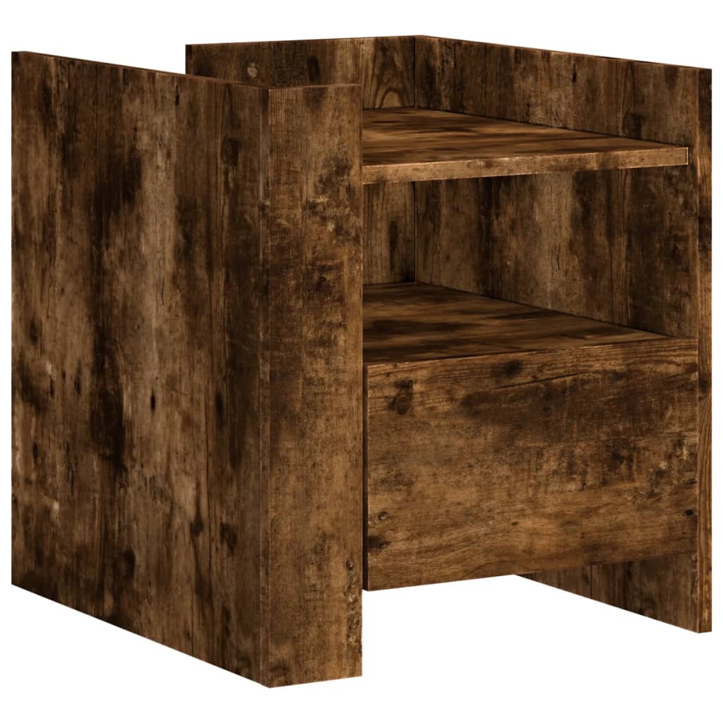 Smoked Oak Bedside Cabinet - 45x50x50 cm, Engineered Wood