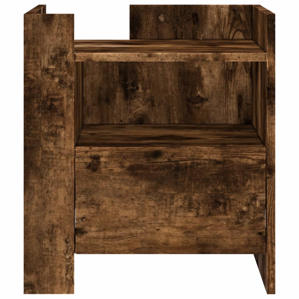 Smoked Oak Bedside Cabinet - 45x50x50 cm, Engineered Wood