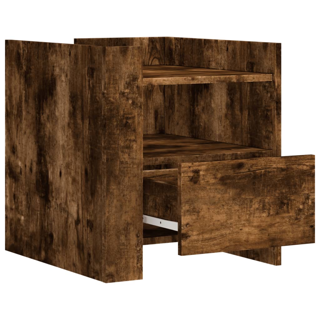 Smoked Oak Bedside Cabinet - 45x50x50 cm, Engineered Wood