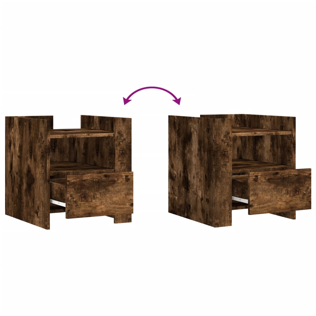 Smoked Oak Bedside Cabinet - 45x50x50 cm, Engineered Wood