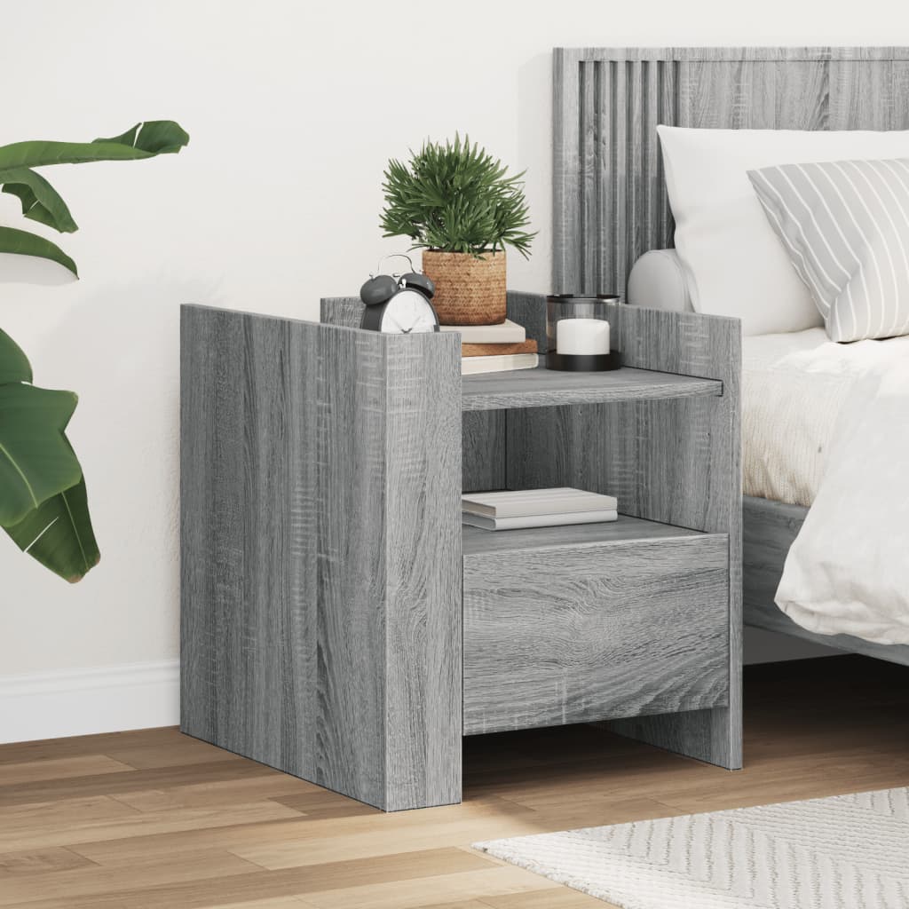 Grey Sonoma Bedside Cabinet, 45x50x50cm, Engineered Wood