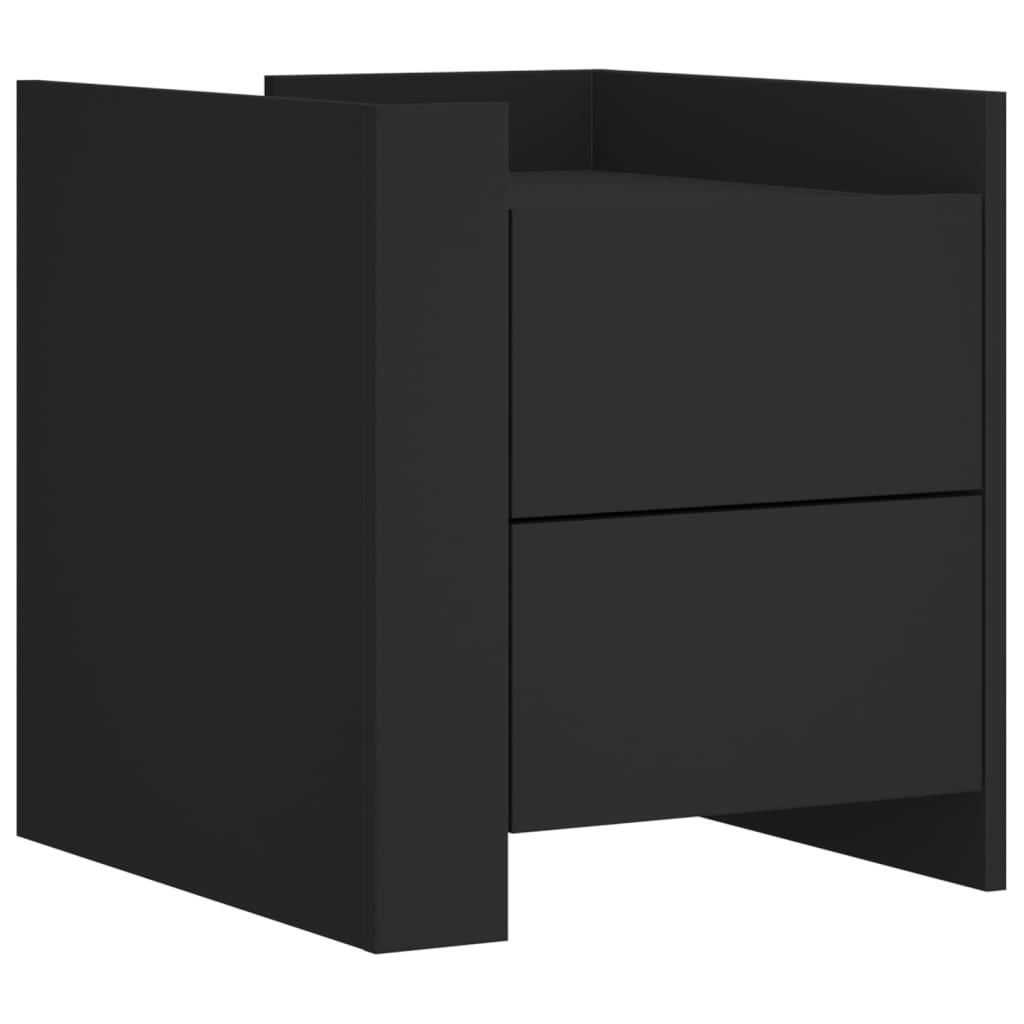 Black Engineered Wood Bedside Cabinet 45x50x50 cm
