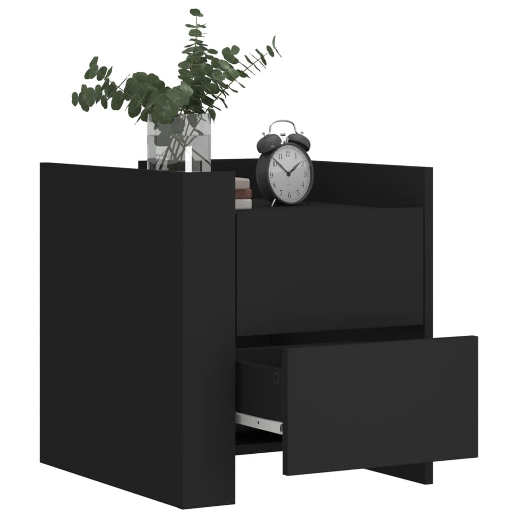 Black Engineered Wood Bedside Cabinet 45x50x50 cm
