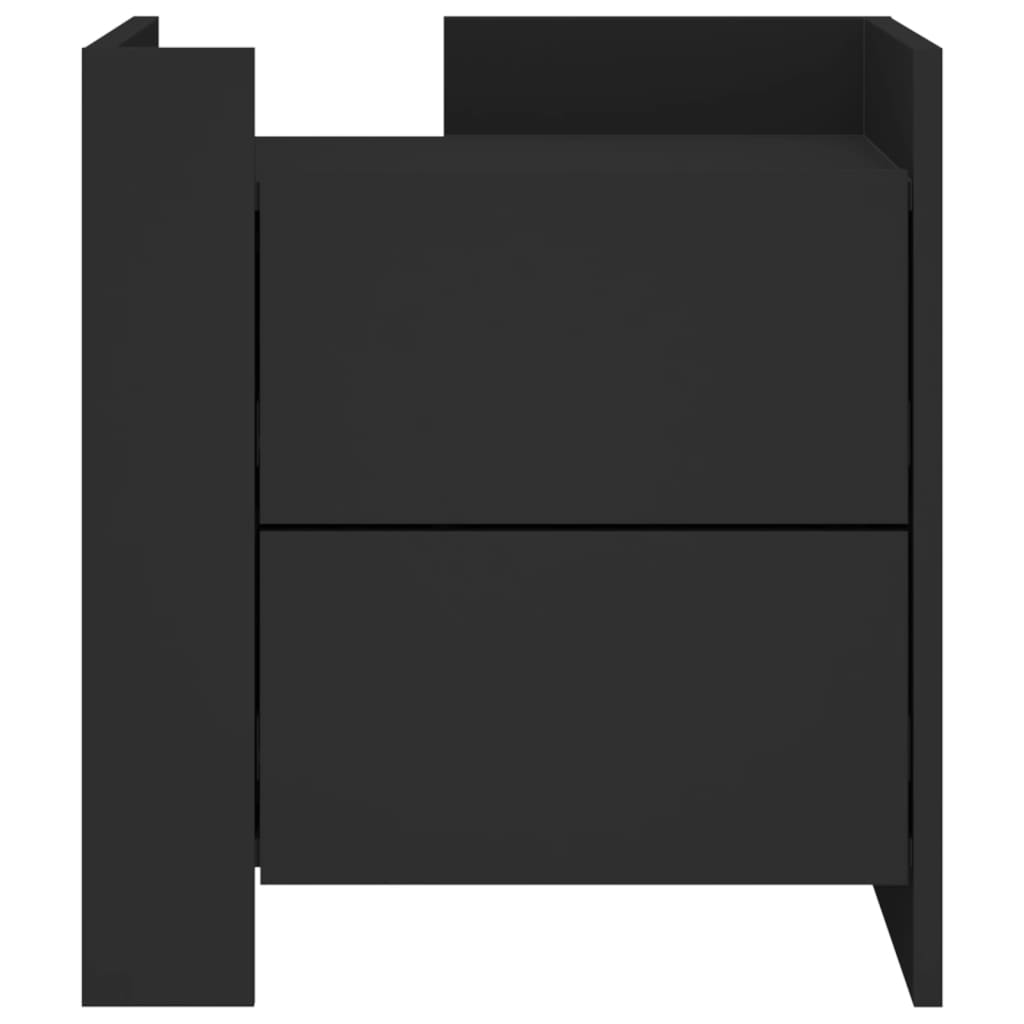 Black Engineered Wood Bedside Cabinet 45x50x50 cm