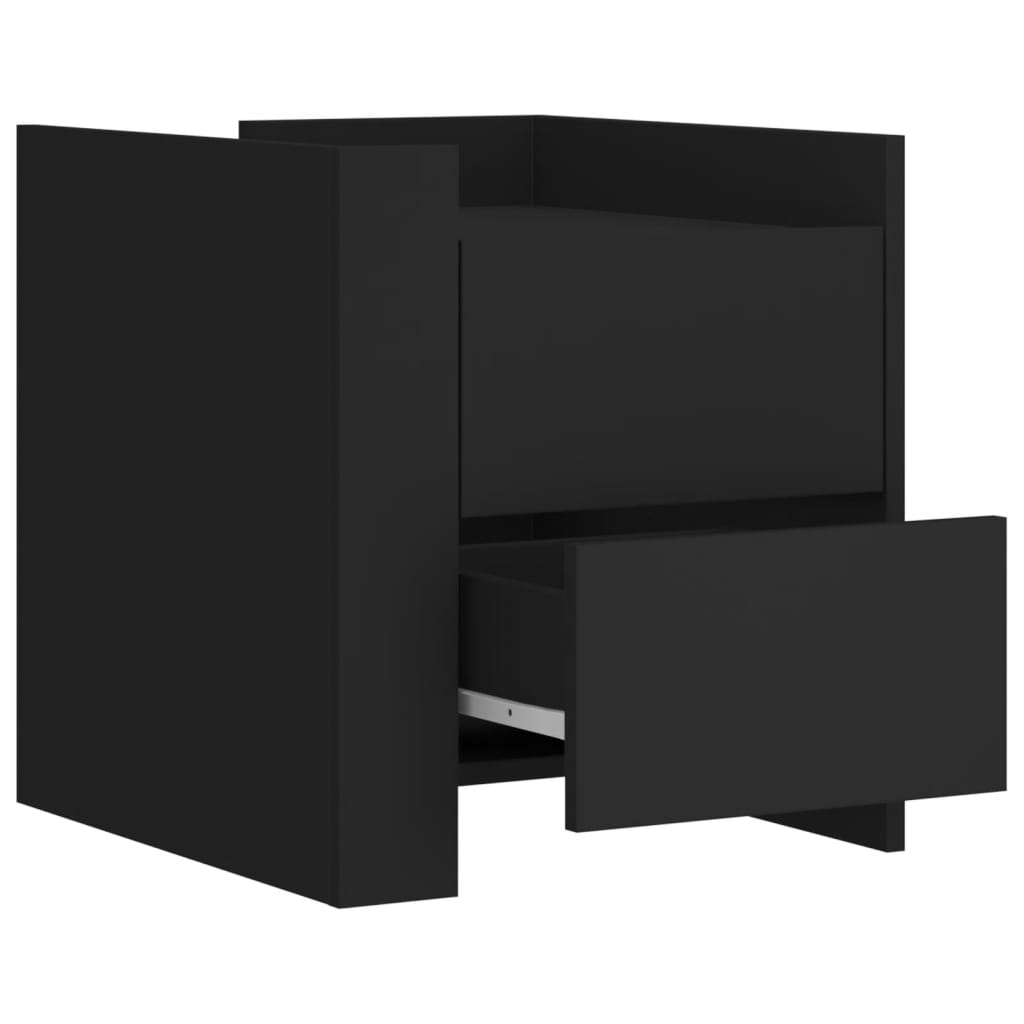 Black Engineered Wood Bedside Cabinet 45x50x50 cm