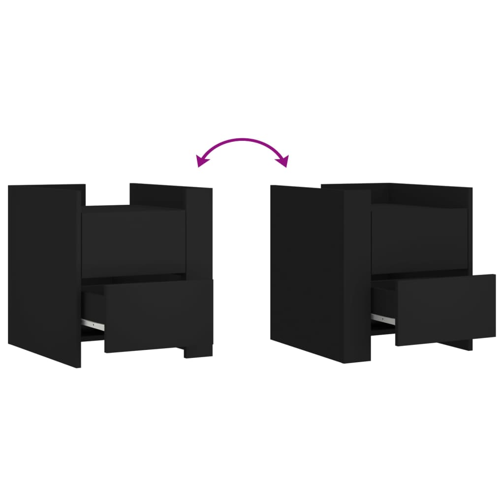 Black Engineered Wood Bedside Cabinet 45x50x50 cm