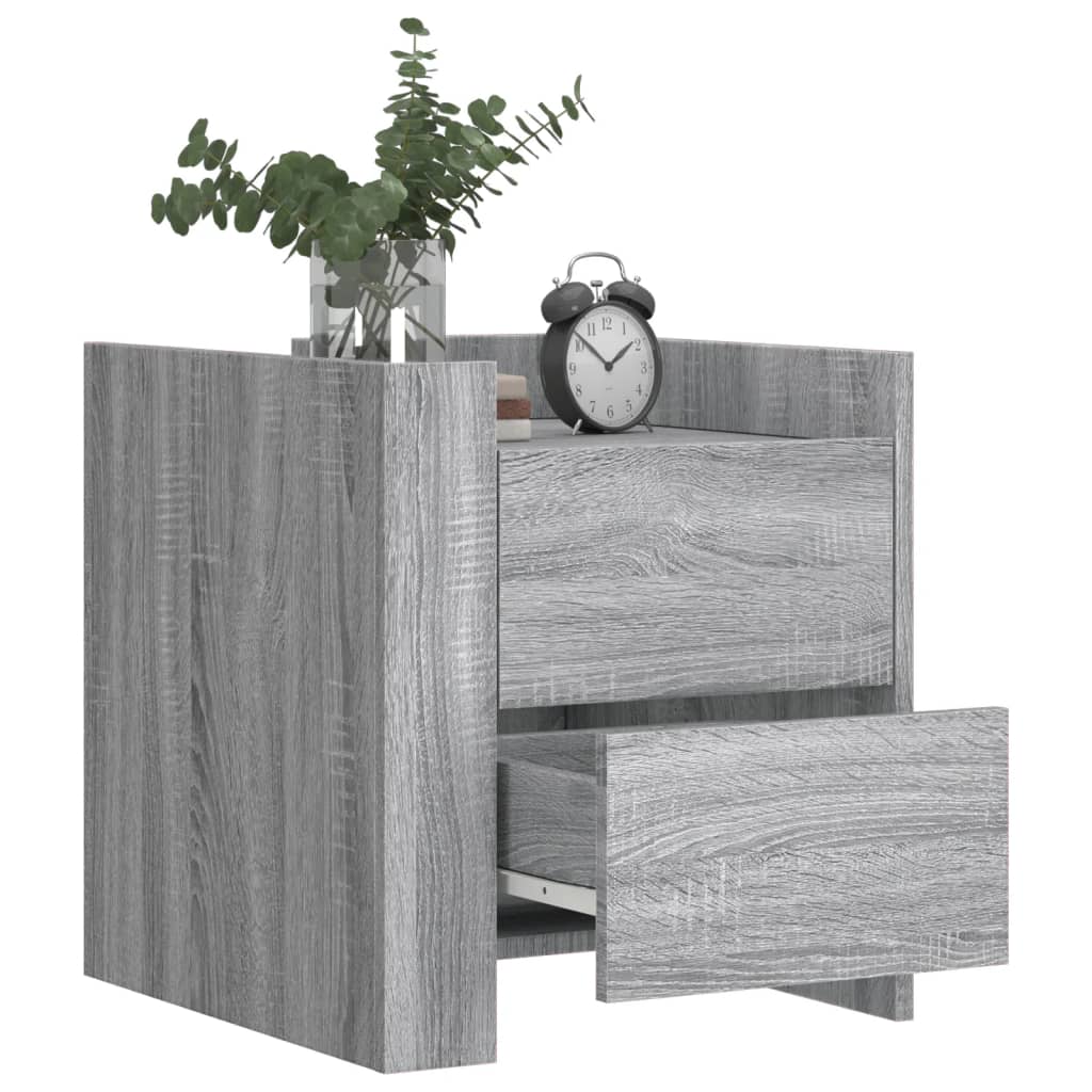 Grey Sonoma Bedside Cabinet 45x50x50cm - Engineered Wood