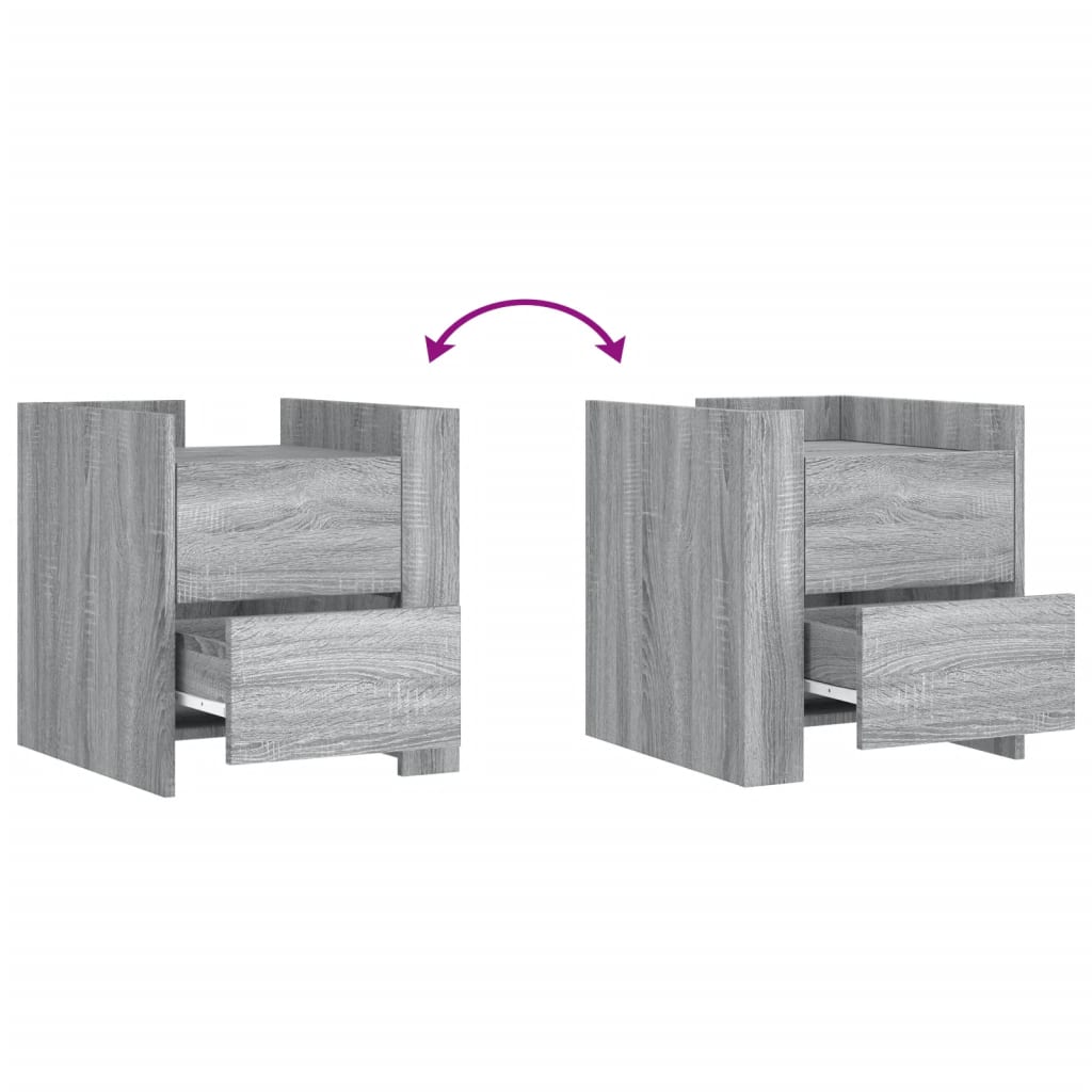 Grey Sonoma Bedside Cabinet 45x50x50cm - Engineered Wood