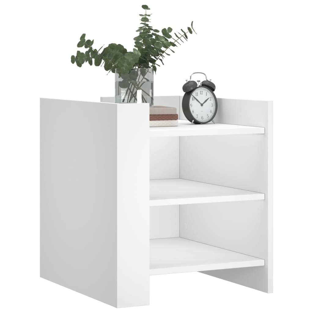 White Bedside Cabinet, 45x50x50 cm, Engineered Wood Furniture
