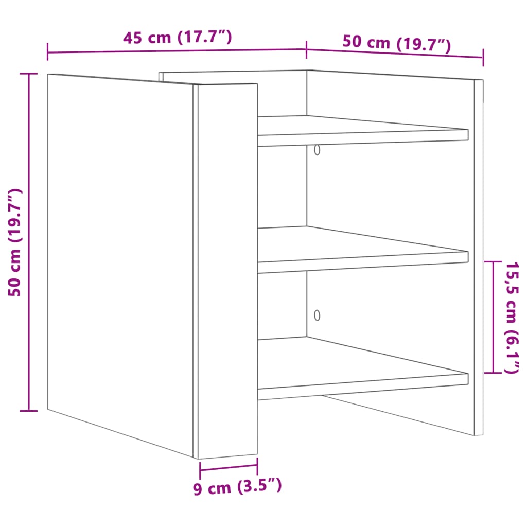 White Bedside Cabinet, 45x50x50 cm, Engineered Wood Furniture