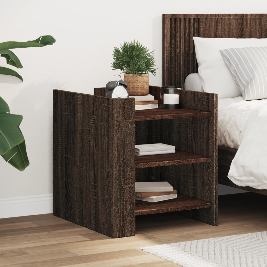 Brown Oak Bedside Cabinet 45x50x50 cm - Engineered Wood