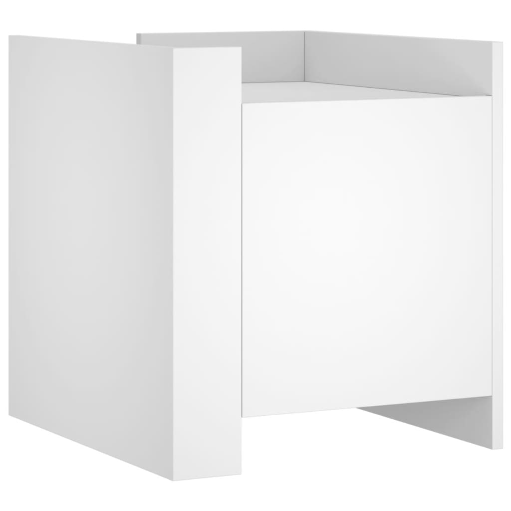 Sleek White Bedside Cabinet 45x50x50 cm - Engineered Wood Design