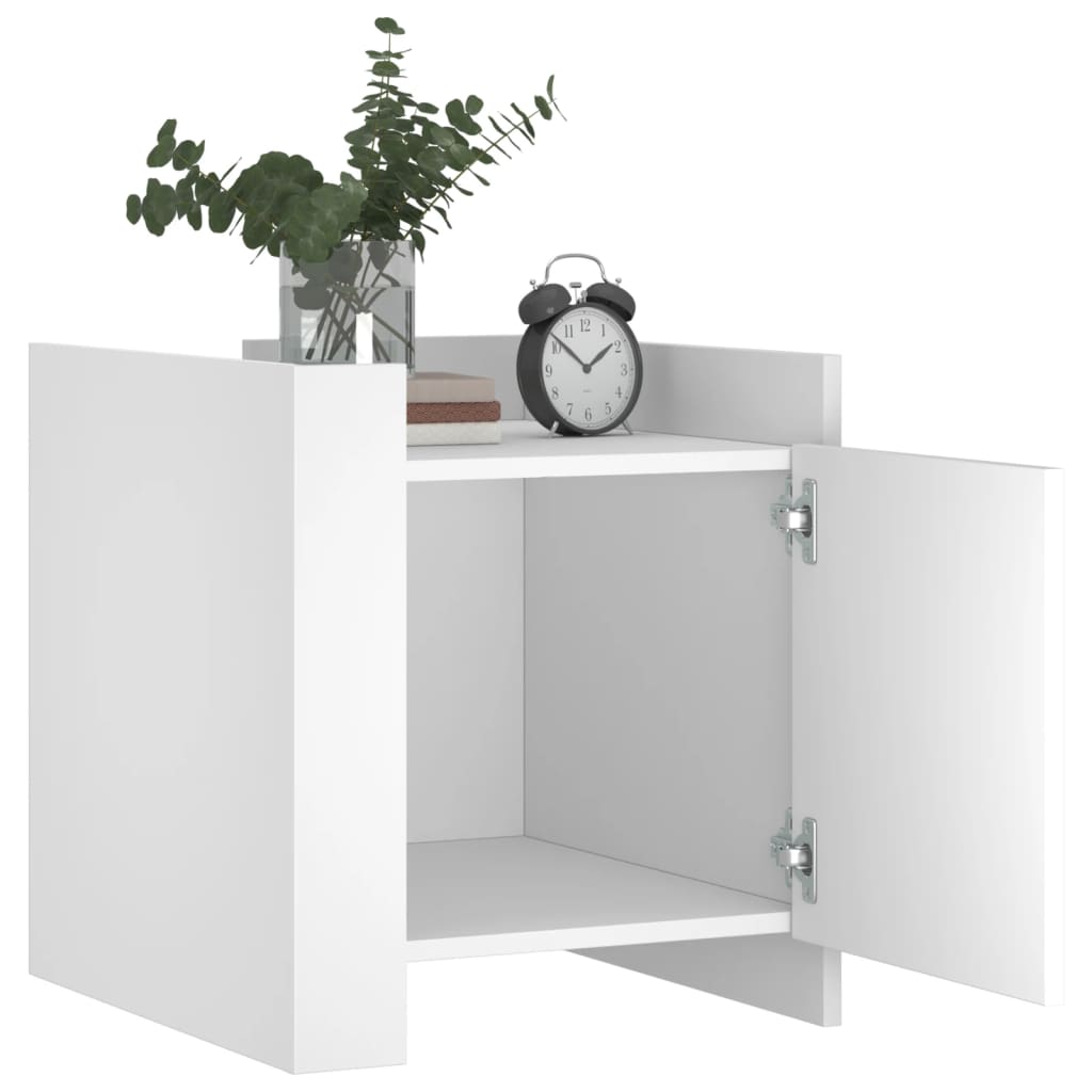 Sleek White Bedside Cabinet 45x50x50 cm - Engineered Wood Design