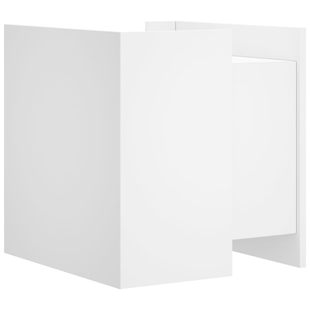 Sleek White Bedside Cabinet 45x50x50 cm - Engineered Wood Design