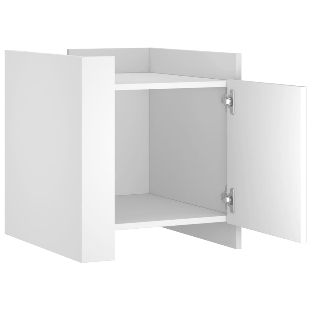 Sleek White Bedside Cabinet 45x50x50 cm - Engineered Wood Design