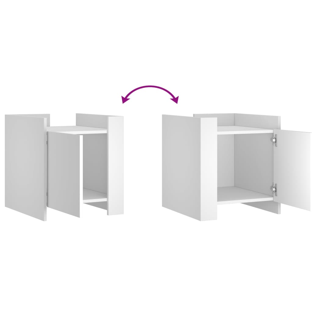 Sleek White Bedside Cabinet 45x50x50 cm - Engineered Wood Design