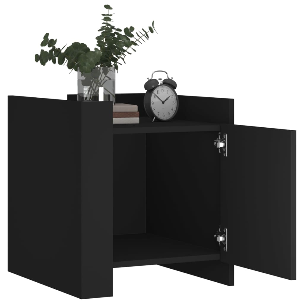 Sleek Black Bedside Cabinet 45x50x50 cm - Durable Engineered Wood