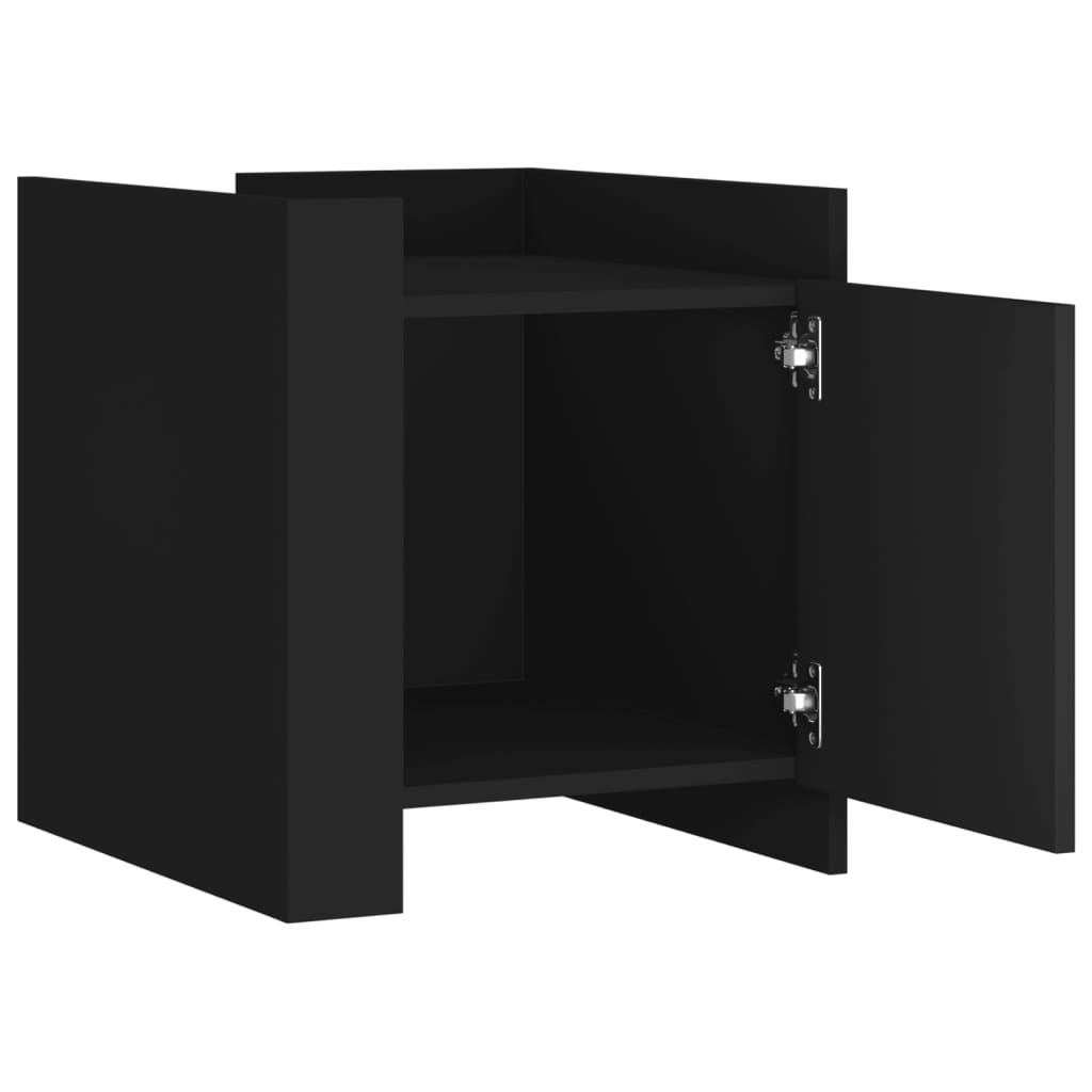 Sleek Black Bedside Cabinet 45x50x50 cm - Durable Engineered Wood